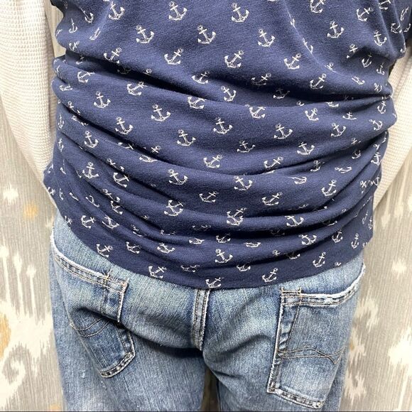 Vintage Polo Ralph Lauren 2003 Anchor-Print Polo Shirt - Navy & Off White Cotton - Picture 15 of 16